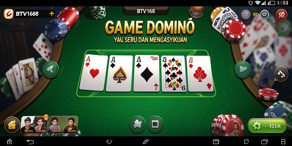 Screenshot BTV168 menampilkan serunya permainan Domino.