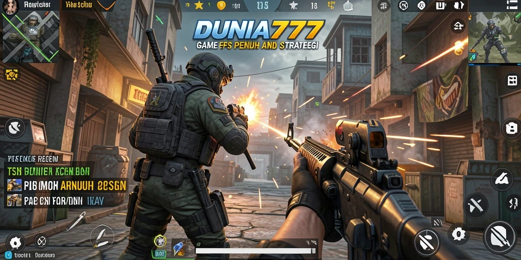 Screenshot menunjukkan aksi seru dalam gameplay <strong>DUNIA777</strong> di medan tempur.