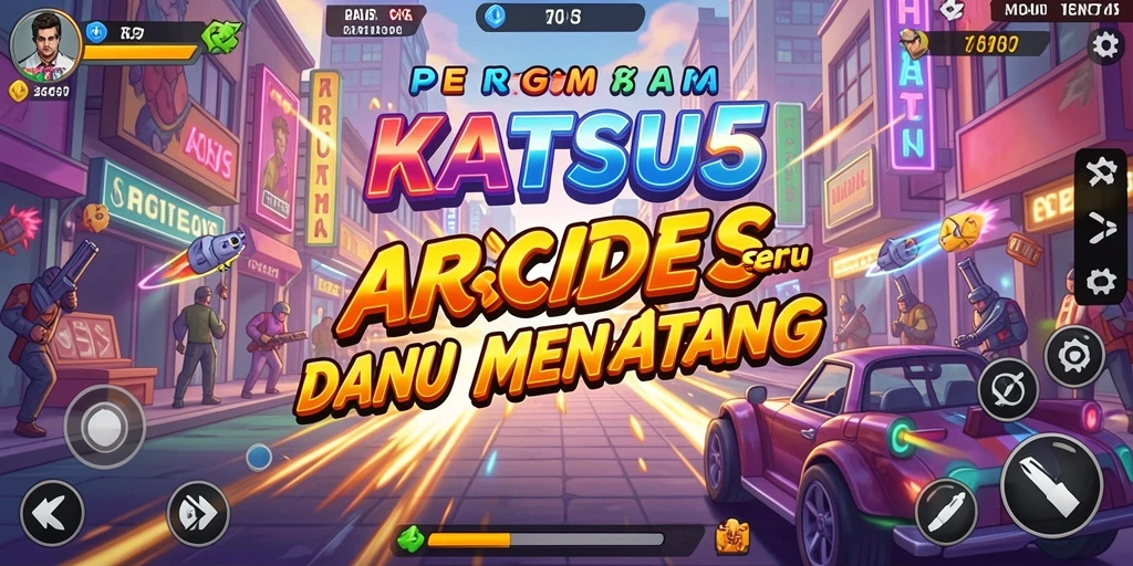 Tangkapan layar KATSU5 menampilkan gameplay seru di level yang menantang.