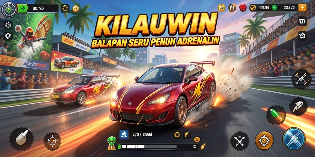 Tampilan gameplay balapan yang mendebarkan di KILAUWIN.
