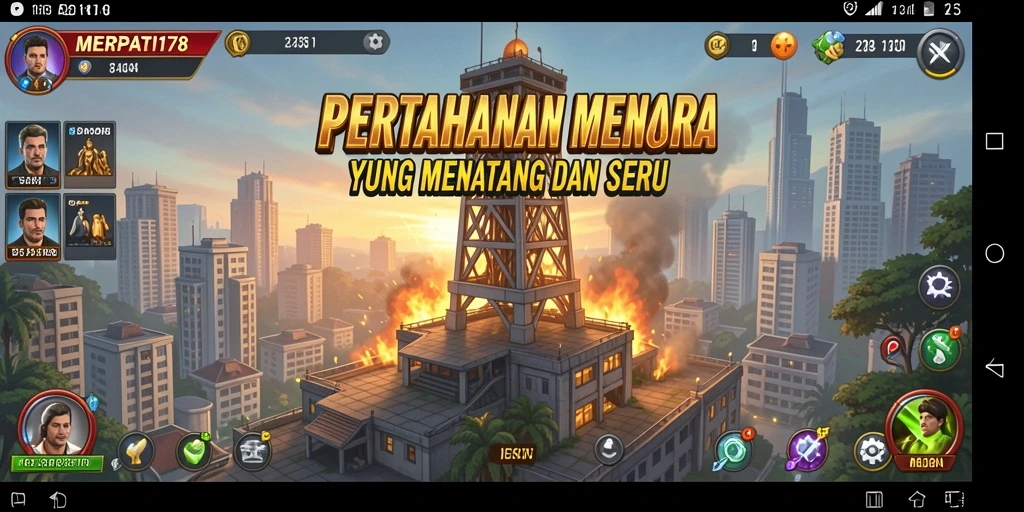 Tampilan seru dari gameplay MERPATI178 dalam Tower Defense.