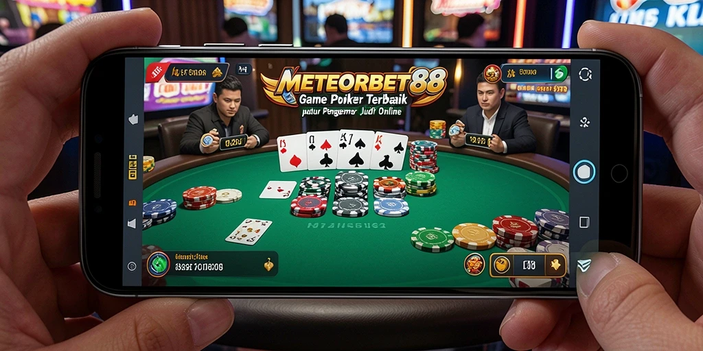 Screenshot METEORBET88 menampilkan aksi seru permainan Poker.