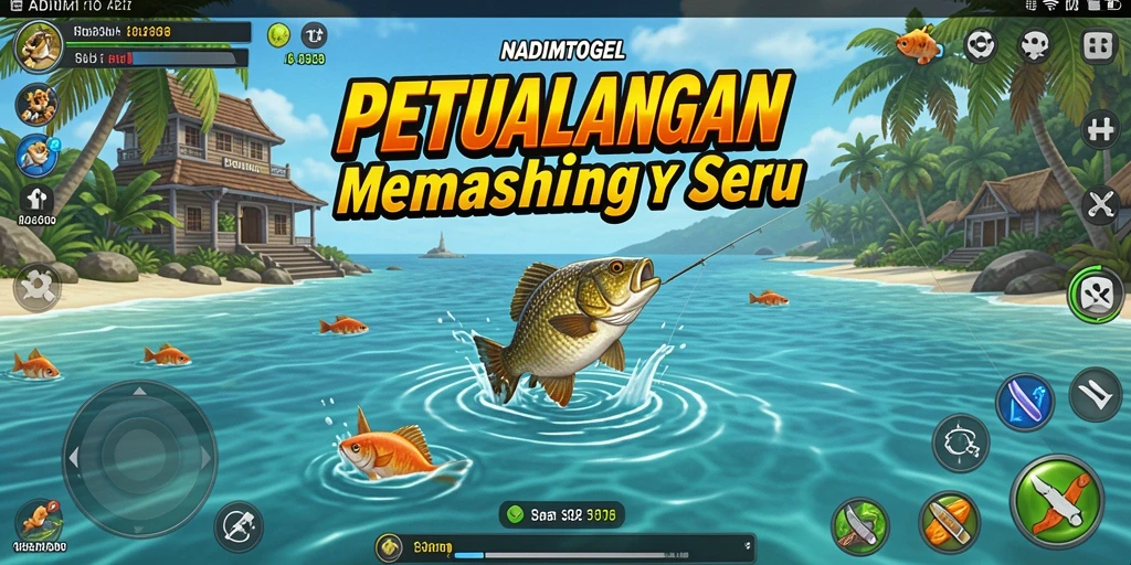 Screenshot gameplay NADIMTOGEL menampilkan aksi memancing yang seru dan realistis.
