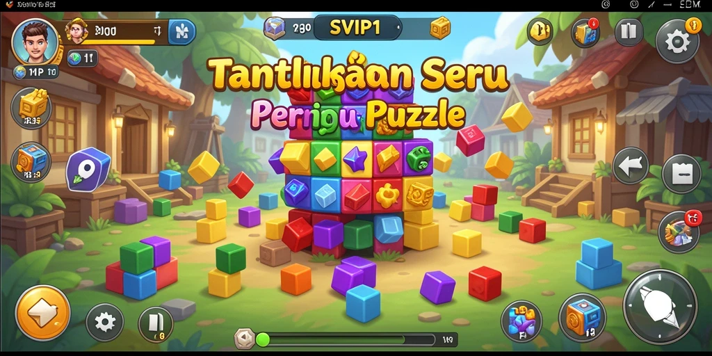 Screenshot utama menampilkan gameplay puzzle yang menantang dan menarik.