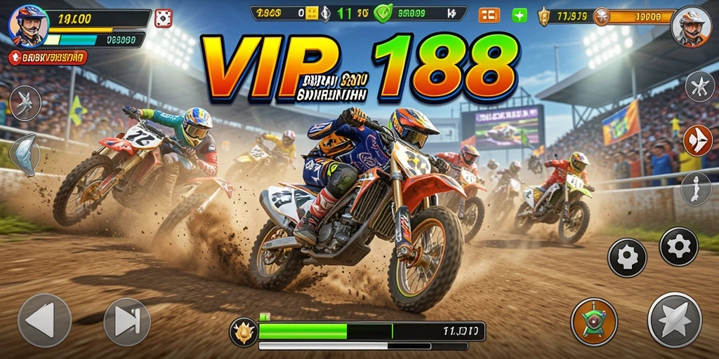 Screenshot gameplay VIP188 menampilkan aksi balapan yang mendebarkan.